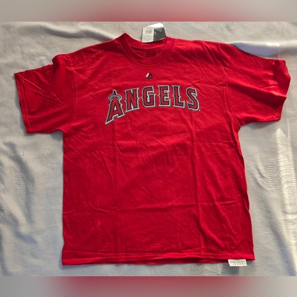 Angels Red Team Lockup Tee MLB Men’s Large Authentic Logo Short Sleeve Shirt NWT - Picture 3 of 8